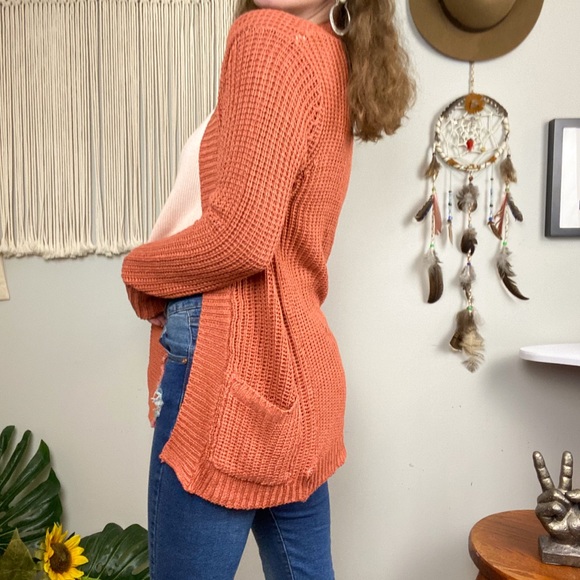 Ashley by 26 International NWT Coral Orange Knit a sweater Cardigan Size Large - Picture 4 of 12